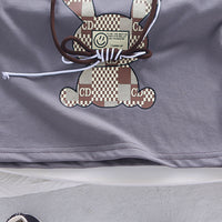 Boys Grey Tie-Up Applique Bunny Printed T-Shirt With Shorts Set 2 pc. Sets