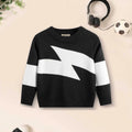 Boys Black Sweater With Self-Design Lightning Patterns Sweaters & Cardigans Black 3-4 Y