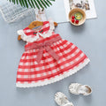 Girls Red Checked Cherry Applique Sleeveless Fit & Flare Dress Casual Dresses Red 1-2 Y