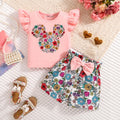 Girls Light Pink Floral Print Short Sleeve T-Shirt With Shorts Sets 2 pc. Sets Light Pink 3-4 Y