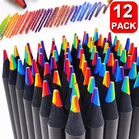 7-in-1 Rainbow Coloured Pencils Pack of 12-7 Color-in-1 Multicolour Drawing Pencils for Kids Sketching & Colouring Trending Accessories