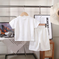 Boys White Wonderful Typography Short Sleeve T-Shirt With Shorts Sets 2 pc. Sets