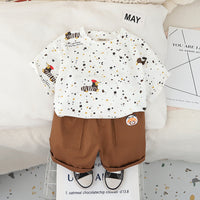 Boys Off White Puppy Printed Short Sleeves T-Shirt With Shorts Set 2 pc. Sets Off White 1-2 Y
