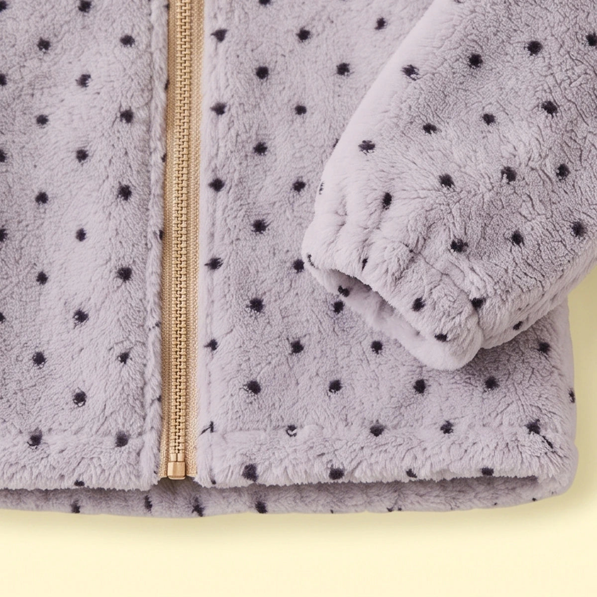 Girls Grey Polka Dot Printed Fleece Jacket & Pants Co-ord Sets Sets