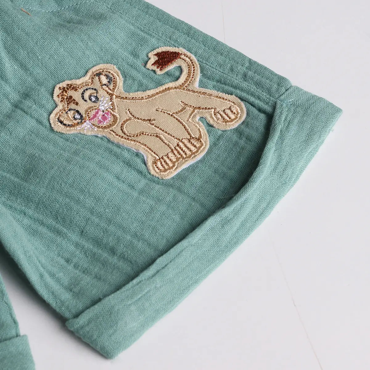 Boys Green Embroidered Short Sleeve Shirt With Elasticated Shorts Sets 2 pc. Sets