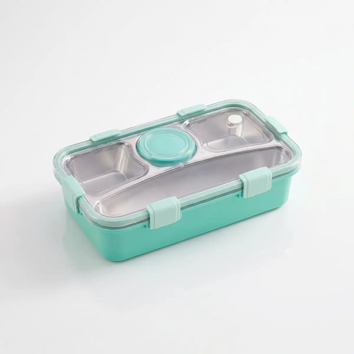 Kids Green 4-Compartment Airtight Stainless Steel Lunch Box Trending Accessories Green Onesize