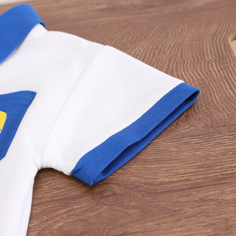 Boys Blue Puppy Graphic Printed Polo T-Shirt With Shorts Sets 2 pc. Sets