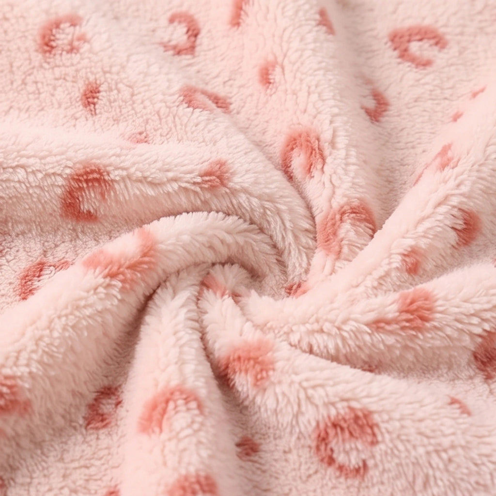 Girls Pink Leopard Printed Fleece Jacket & Pants Co-ord Sets Sets