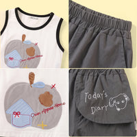 Girls White Applique Sleeveless Tank Top With Shorts Sets 2 pc. Sets