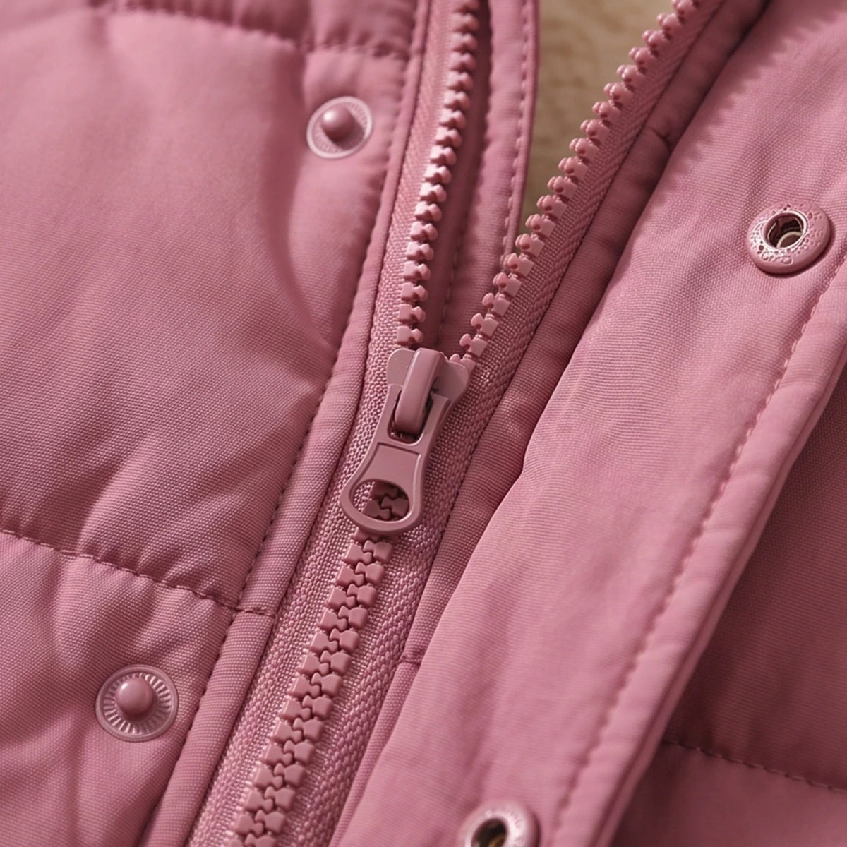 Girls Mauve Fleece-Lined Hooded Puffer Jacket Coats & Jackets