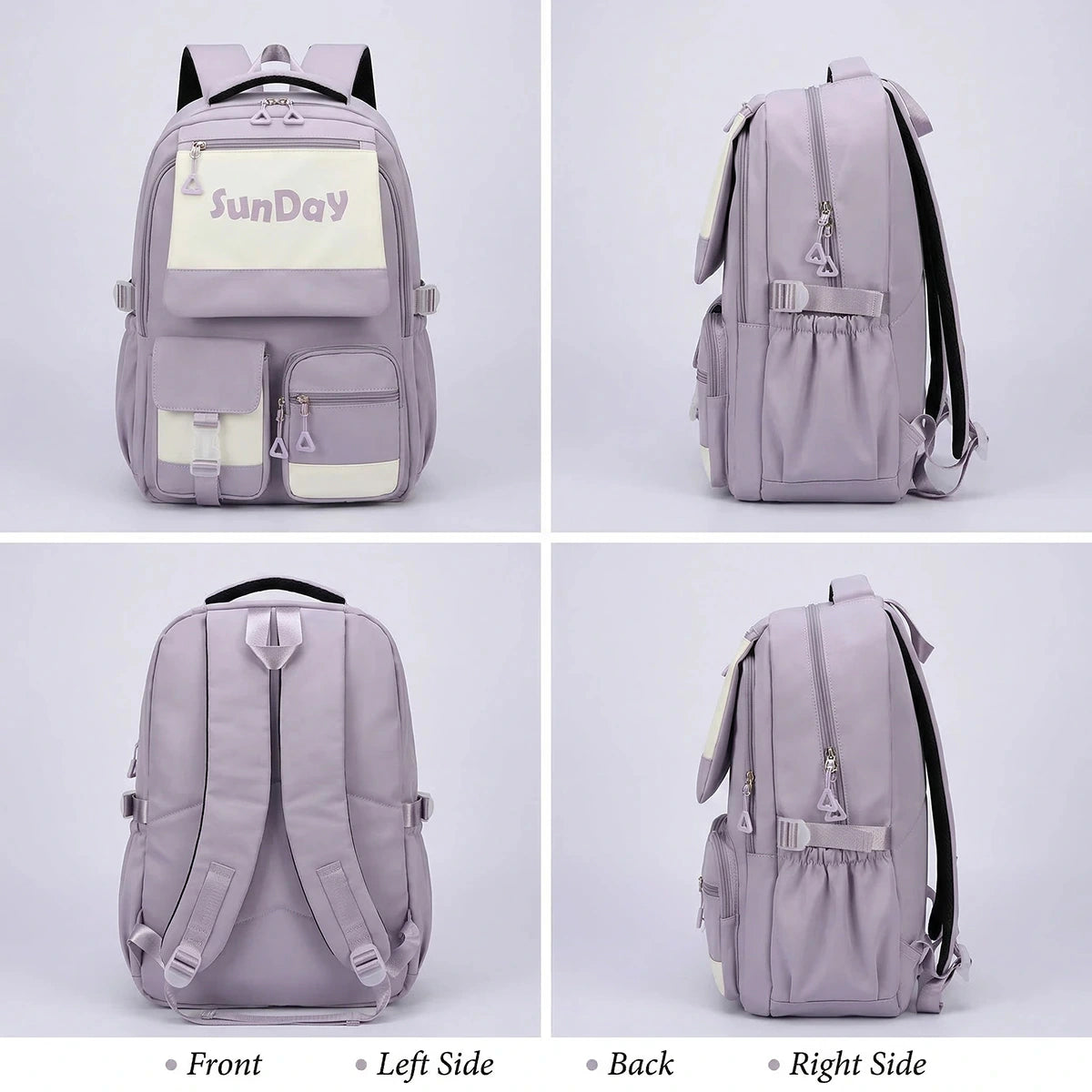 Girls Lilac Multi-Pocket School Backpack Trending Accessories