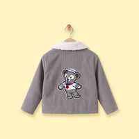 Girls Grey Textured Long Sleeve Jacket Coats & Jackets