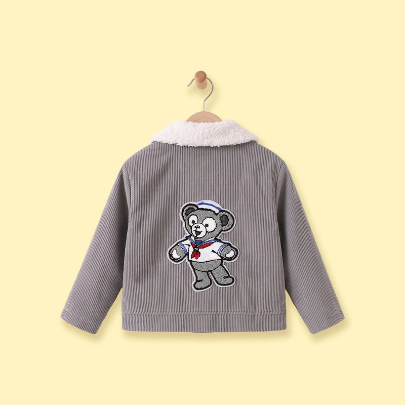 Girls Grey Textured Long Sleeve Jacket Coats & Jackets