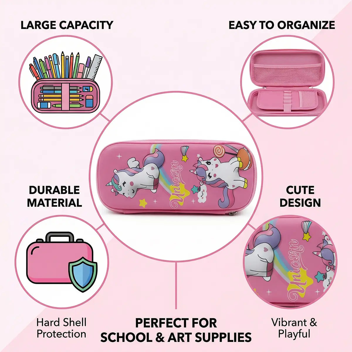 Pencil Pouch for Kids Hard Case School Stationery Organizer Trending Accessories