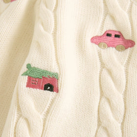 Girls Off White Embroidered Long Sleeve Cardigan Sweaters & Cardigans