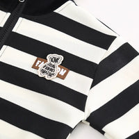 Boys Black Stripes Hal Zipper Sweatshirt With Jogger Sets Sets