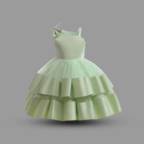 Girls Sleeveless Layered Party Dress Party Dresses Green 1-2 Y 