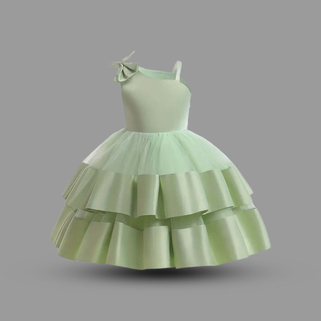 Girls Sleeveless Layered Party Dress Party Dresses Green 1-2 Y 