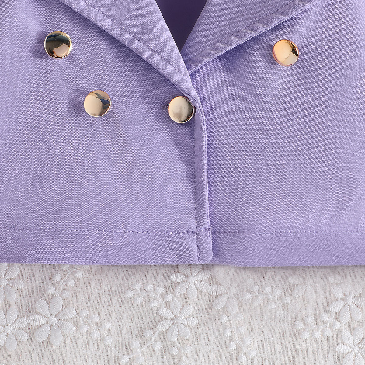 Girls Purple Solid Blazer Shrug With Butterfly Applique Tulle Overlay Fit And Flared Dress Casual Dresses