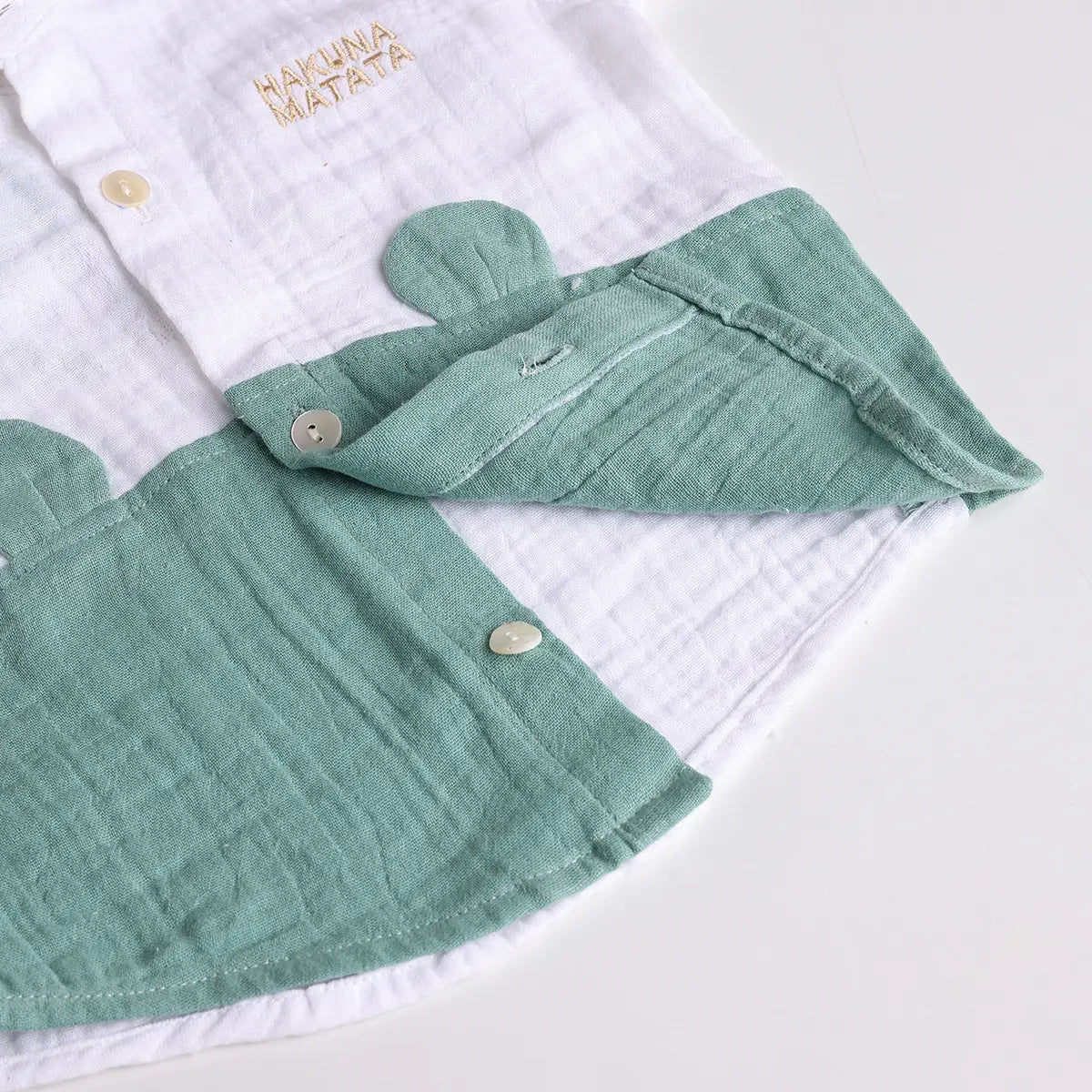 Boys Green Embroidered Short Sleeve Shirt With Elasticated Shorts Sets 2 pc. Sets