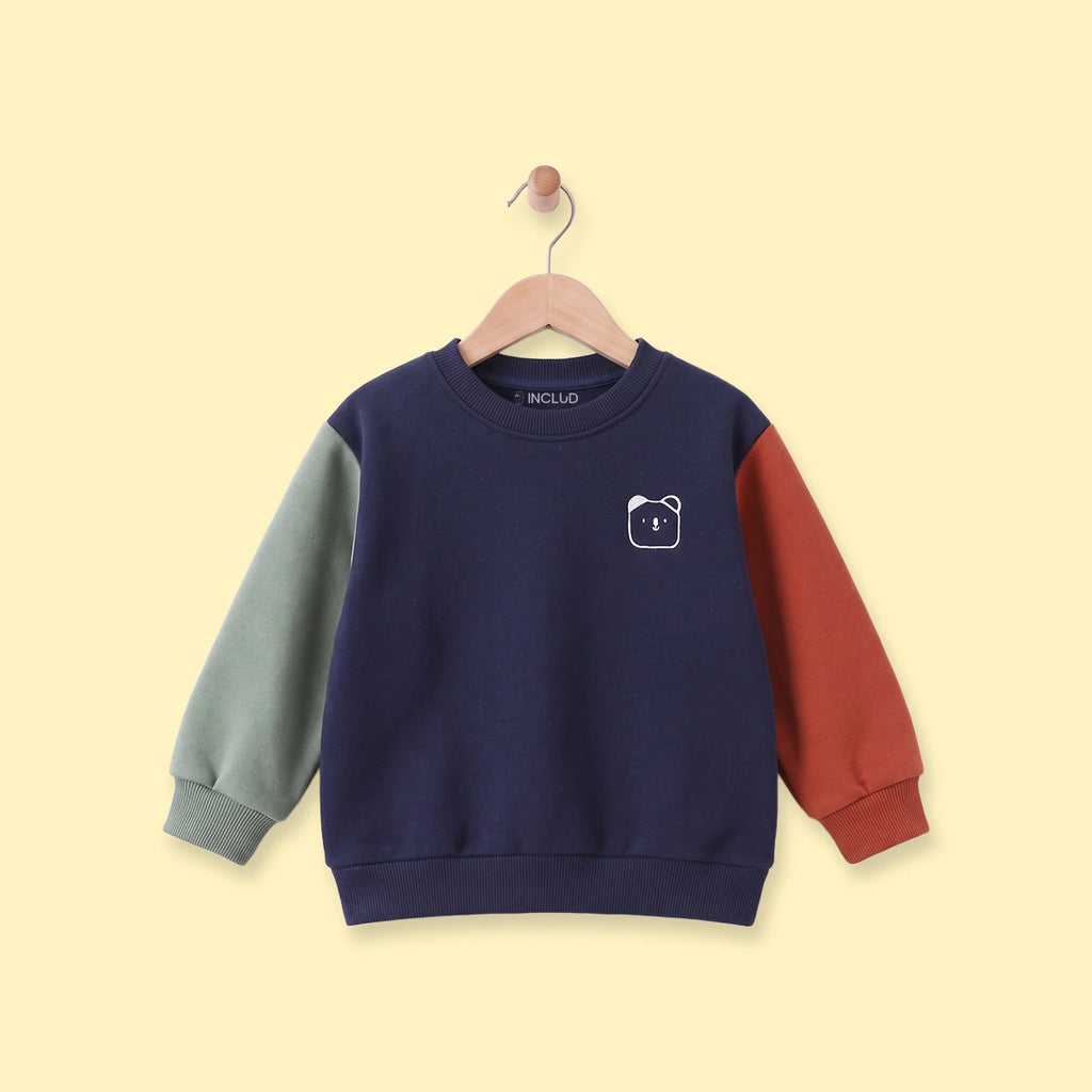 Boys Navy Colorblock Long Sleeve Sweatshirt Sweatshirts & Hoodies Navy Blue 1-2 Y