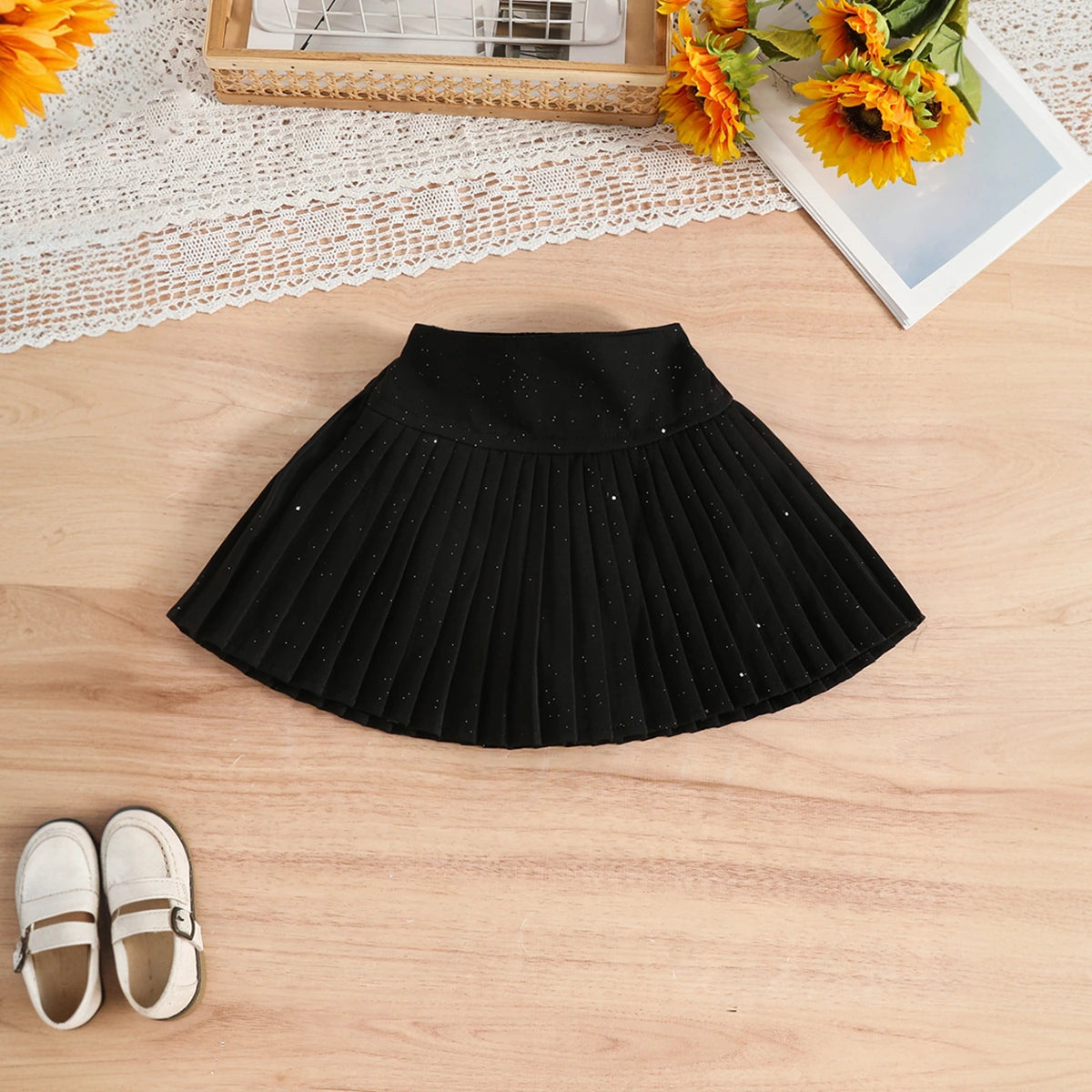 Girls Yellow Long Sleeves Top With Skirts Set Sets