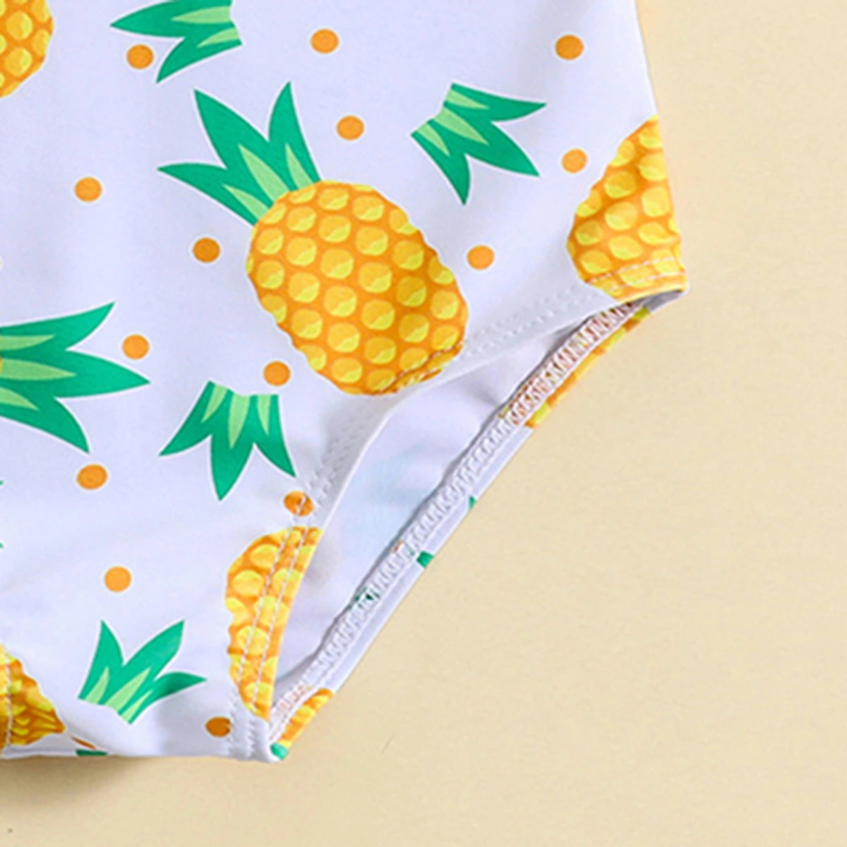 Girls Yellow Pineapple Print One Shoulder Swimwear Bodysuit Beachwear