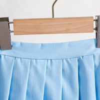 Girls Black Waistcoat with Attached Brooch & Blue Pleated Skirt Set 2 pc. Sets