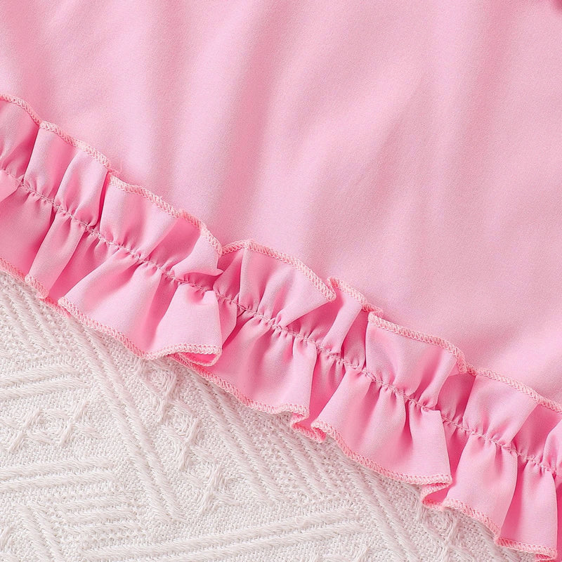 Girls Pink Bow Applique Sleeveless Top With Pleated Skirt Sets 2 pc. Sets