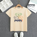Boys Beige Puppy Print Short Sleeve T-Shirt Tshirts Beige 1-2 Y