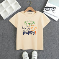 Boys Beige Puppy Print Short Sleeve T-Shirt Tshirts Beige 1-2 Y