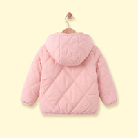 Girls Light Pink Long Sleeve Hooded Puffer Jacket Coats & Jackets