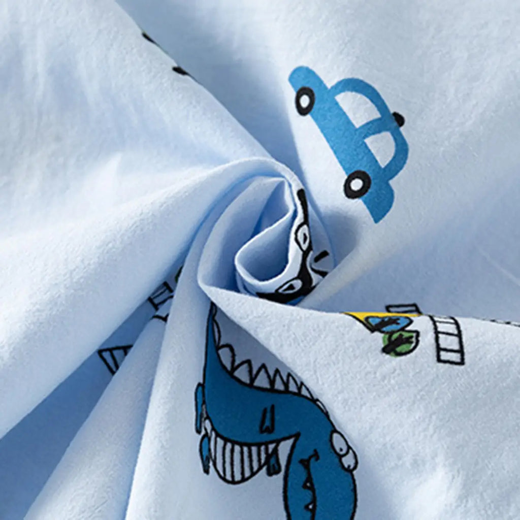 Boys Sky Blue Printed Short Sleeves Shirt Shirts