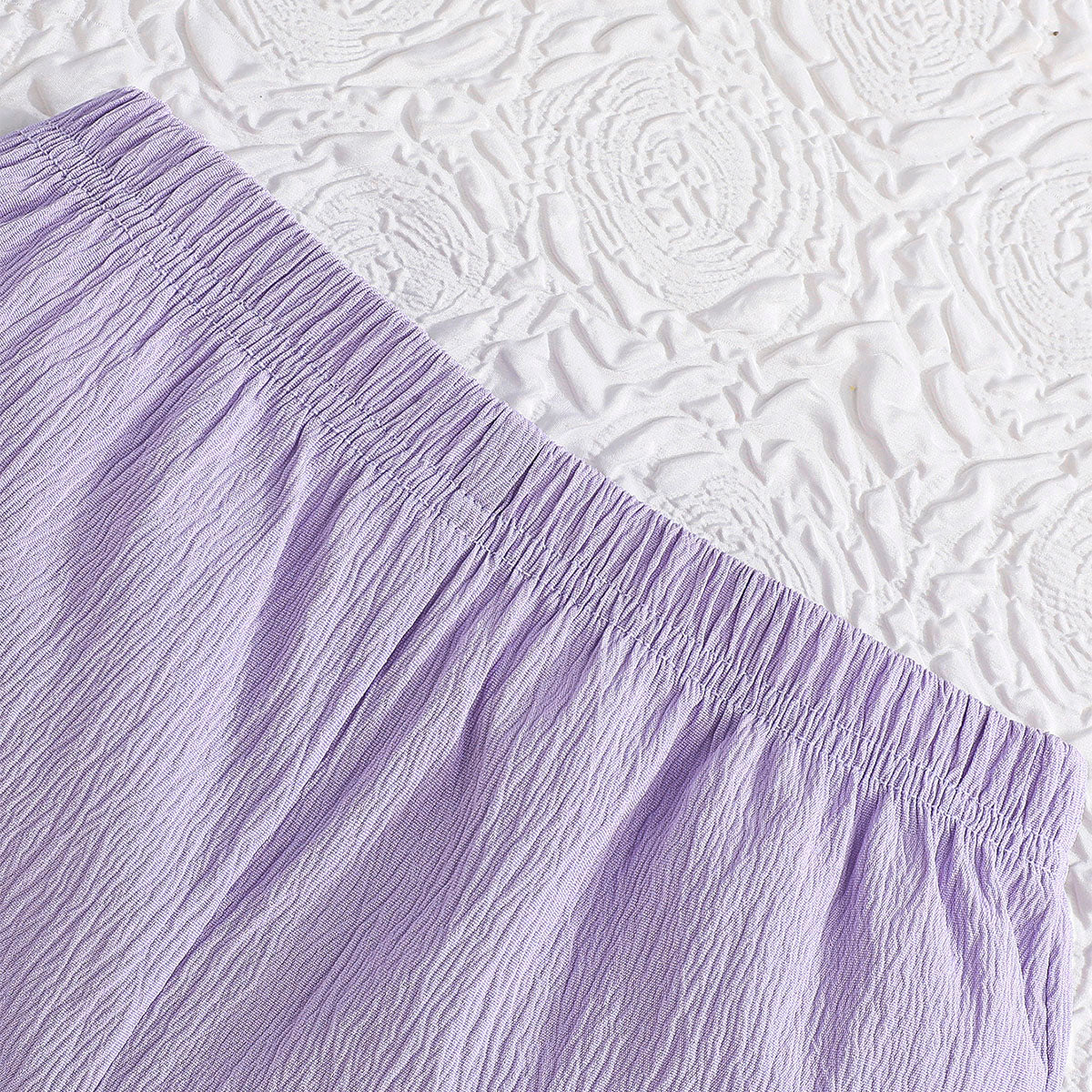 Girls Purple Textured One Shoulder Top With Flared Hem Pants Set 2 pc. Sets