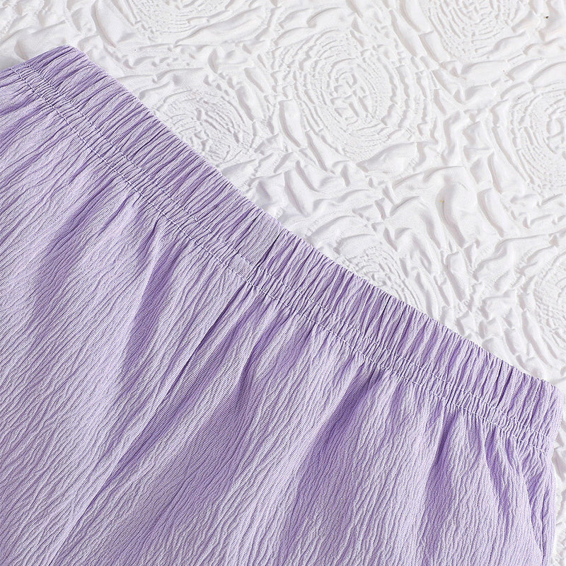 Girls Purple Textured One Shoulder Top With Flared Hem Pants Set 2 pc. Sets