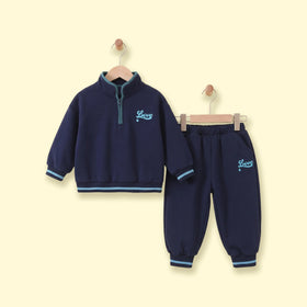 Boys Navy Typographic Sweatshirt & Joggers Co-ord Sets Sets Navy Blue 1-2 Y