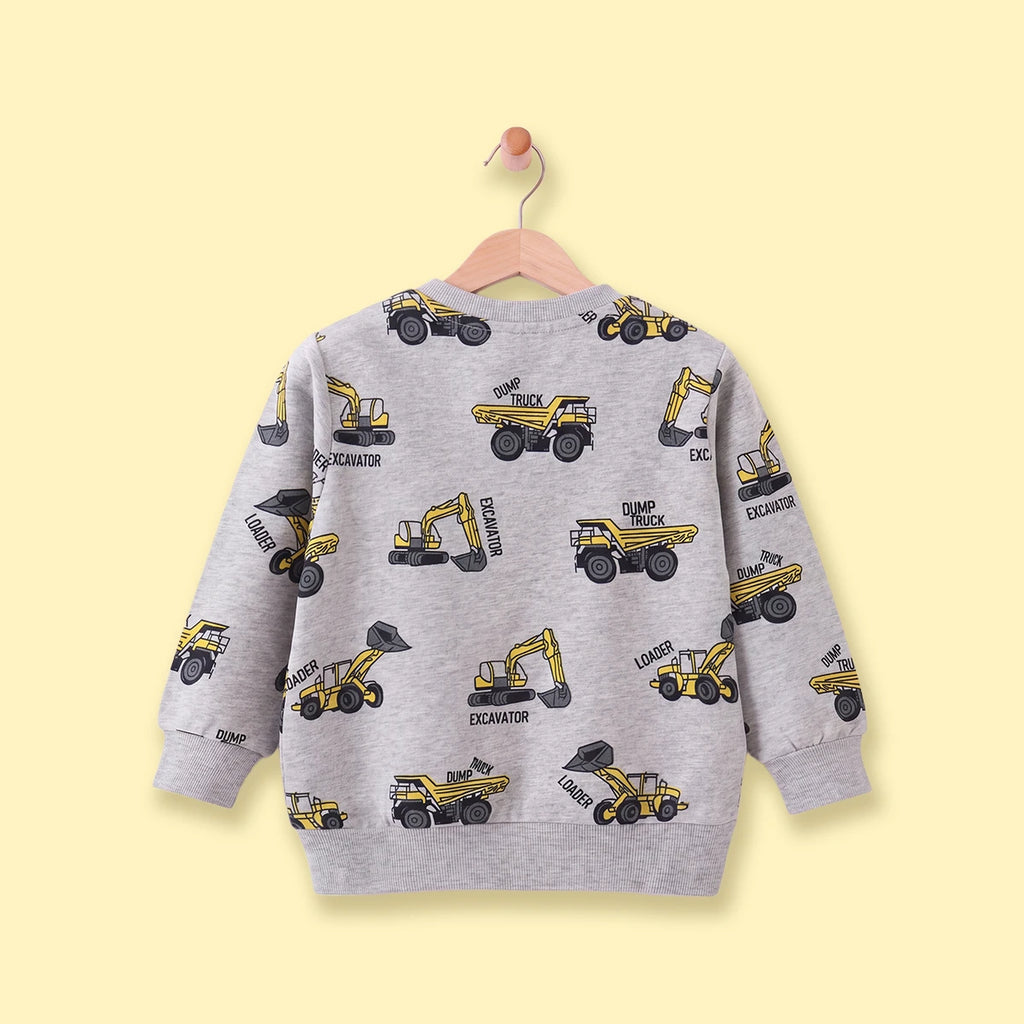 Boys Grey Graphic Round Neck Sweatshirt Sweatshirts & Hoodies