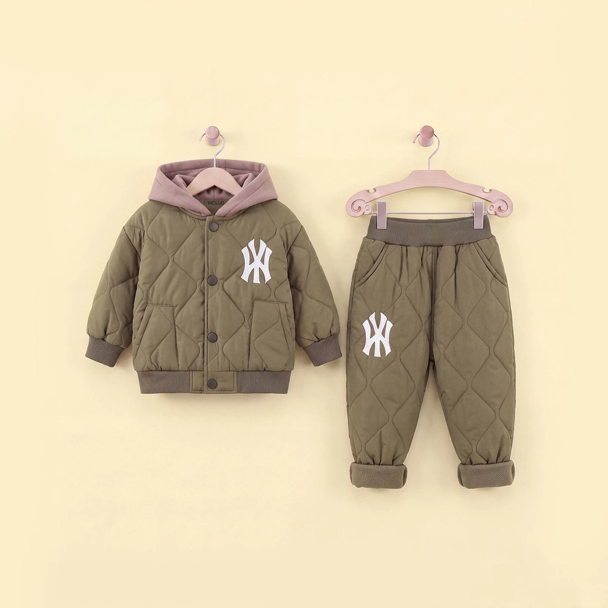 Boys Green Self-Design Jacket With Trouser Sets 2 pc. Sets Green 1-2 Y