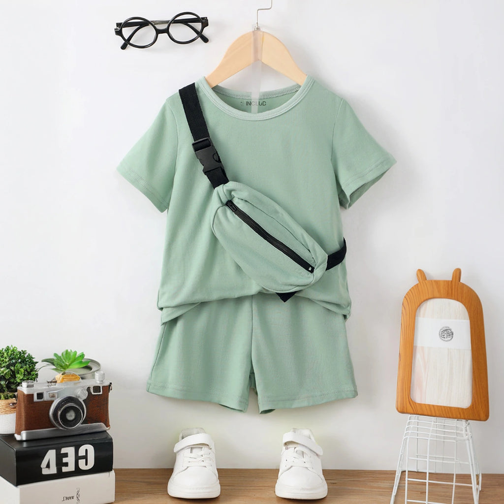 Boys Green Short Sleeve T-Shirt With Shorts Sets 2 pc. Sets Green 3-4 Y
