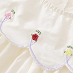 Girls Off-White Embroidered Puff Sleeve Fit & Flare Dress Casual Dresses