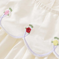 Girls Off-White Embroidered Puff Sleeve Fit & Flare Dress Casual Dresses