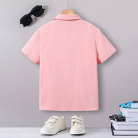 Boys Pink Short Sleeve Color-blocked Shirt Shirts