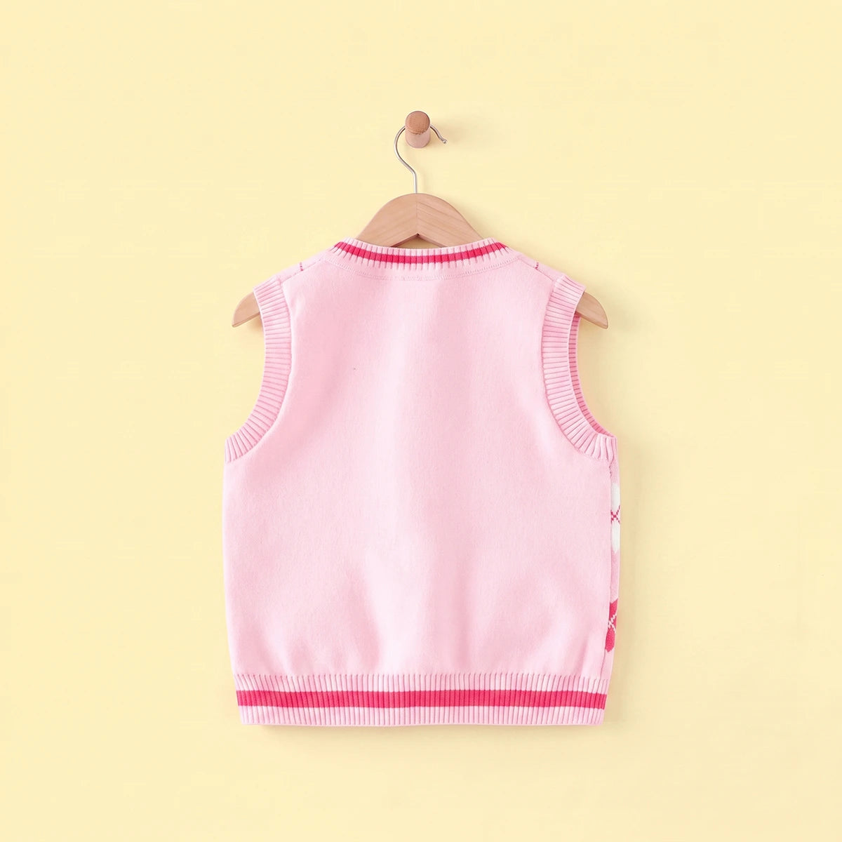 Girls Pink Bear Jacquard Sweater Vest Sweaters & Cardigans
