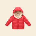 Boys Red Hooded Puffer Jacket With Sherpa Fleece Lining Coats & Jackets Red 1-2 Y