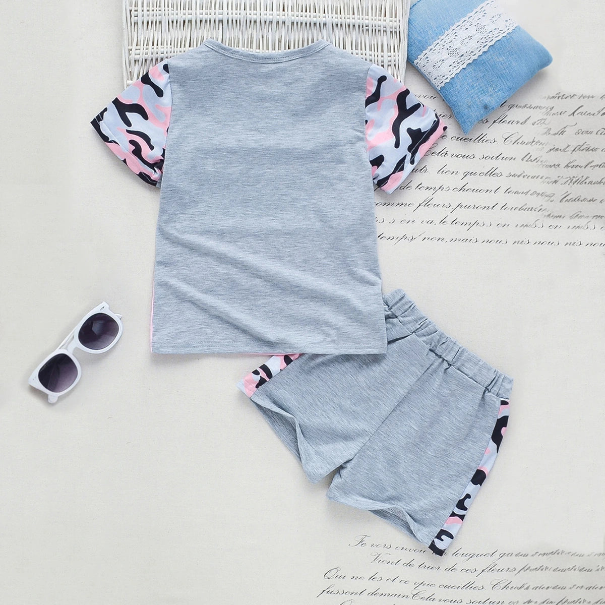 Boys Grey Typography Print Short Sleeve T-Shirt With Shorts Sets 2 pc. Sets