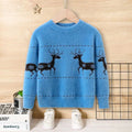Boys Light Blue Sweater With Self-Design Reindeer Patterns Sweaters & Cardigans Light Blue 2-3 Y