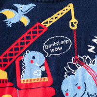 Boys Navy Blue Long Sleeve Dinosaur Cartoon Graphic Sweater Sweaters & Cardigans