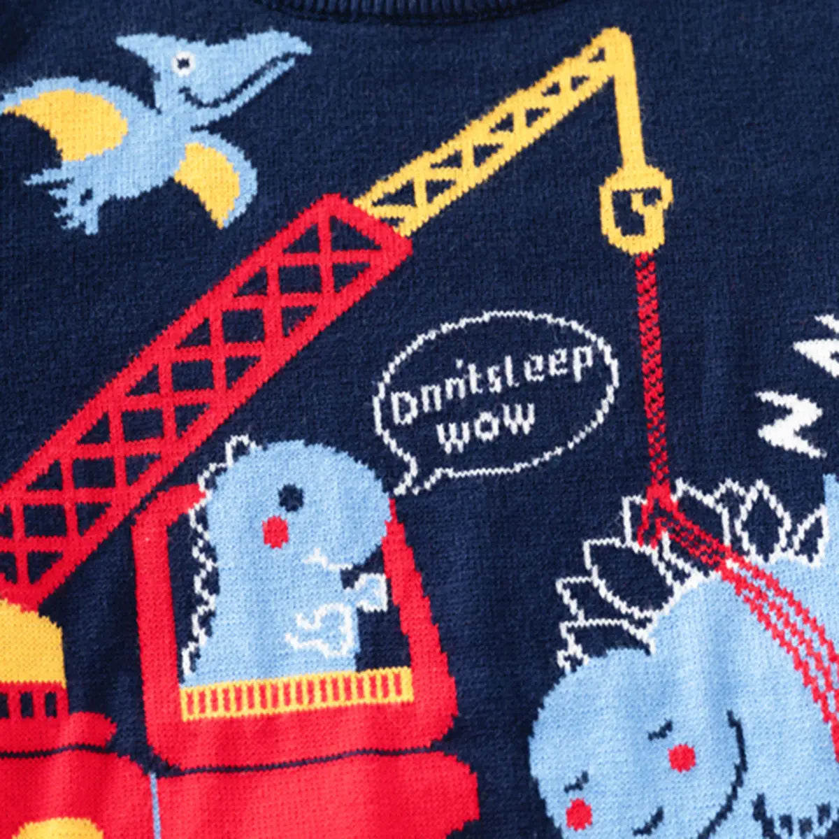 Boys Navy Blue Long Sleeve Dinosaur Cartoon Graphic Sweater Sweaters & Cardigans