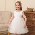 Girls Off White Beaded Neck Sleeveless Fit & Flare Party Wear Dress Party Dresses Off White 2-3 Y