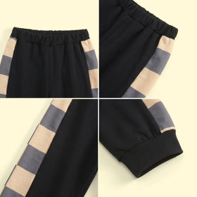 Boys Black Striped Elasticated Pants Pants